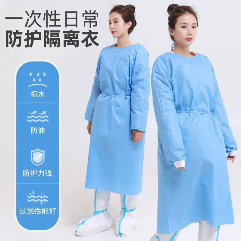 Disposable Non-woven SMS Knitted Cuff Thickened Reverse Wear Anti-dust Isolation Surgical Gown Wholesale, Breathable and Heavy-duty