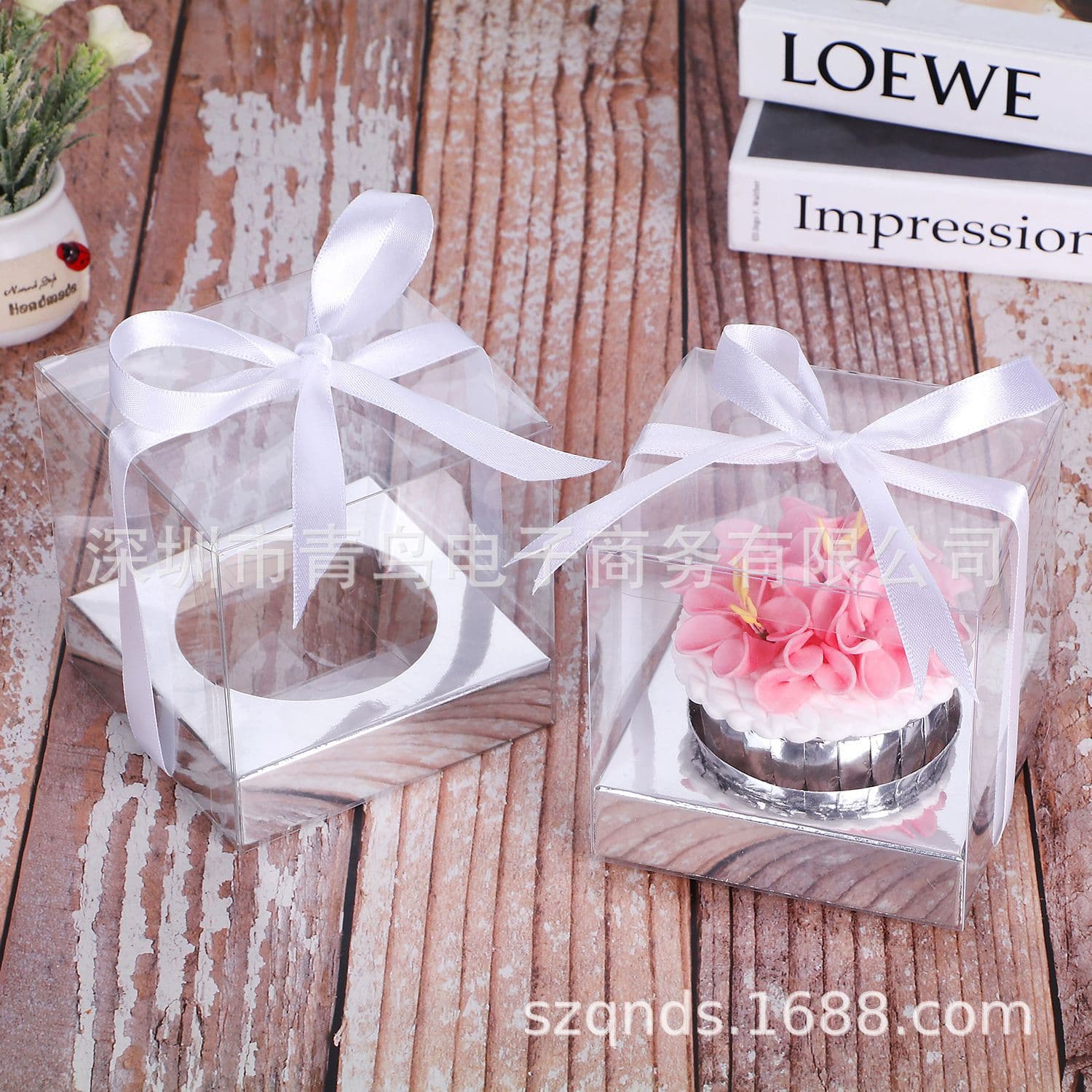 In-stock PET transparent single-piece cake packaging box, macaron pastry baking plastic transparent gift box with film