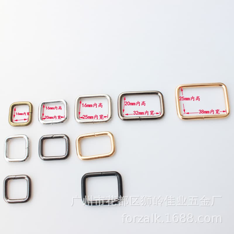 Guangzhou source square buckle wire buckle mouth buckle luggage hardware square buckle accessories bag metal webbing square buckle