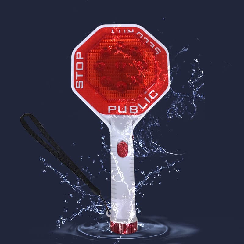 Octagonal Handheld Traffic Stop Sign Rechargeable Reflective Sign Hand-held Warning Command Sign