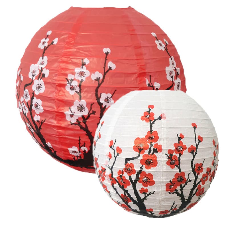 Chinese-style plum blossom lanterns for Spring Festival, restaurant and hotel decorations, antique-style folding paper lanterns, factory direct supply, round lampshade.