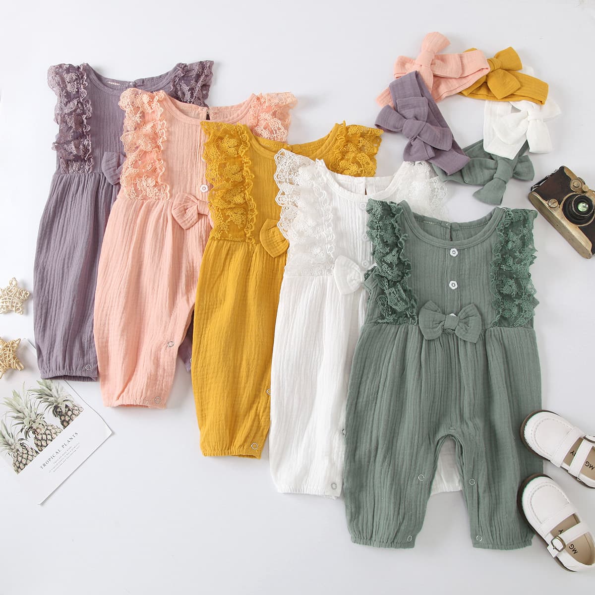 Children's Clothing Export Ins New Style Infant Girls Multi-Color Lace Sleeveless One-Piece Romper