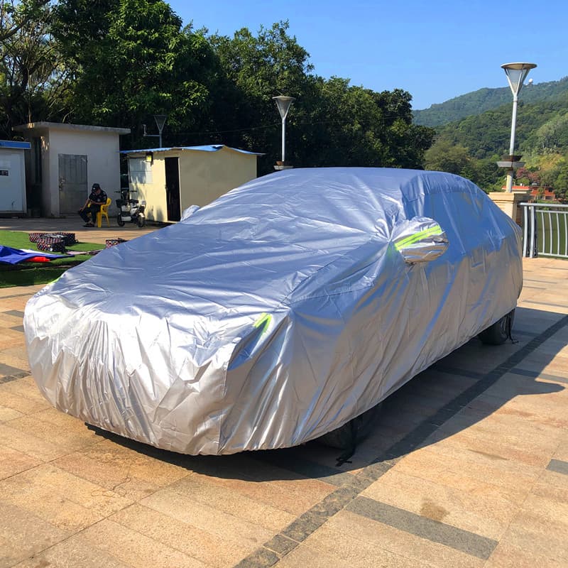 170T Polyester Taffeta Sunshade Cover Sunscreen Rainproof Car Cover Car Coated Silver Fabric 4S Shop Car Cover