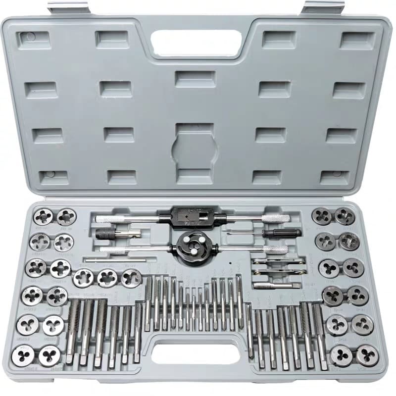 Complete Tap and Die Set 60-Piece Tap and Die Combination Kit with Hand Wrench and Die Wrench 60-Piece Metric/Imperial Set