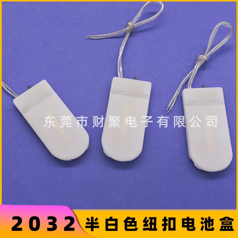 Two Cr2032 Battery Box with Lead and Switch, Environmentally Friendly 6V 2032 Semi-White Button Battery Box