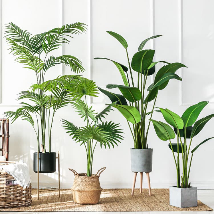 Indoor Nordic Style Artificial Green Plants Simulation Traveler's Palm, Bird of Paradise, Areca Palm, Monstera Tree Bonsai Floor Decoration