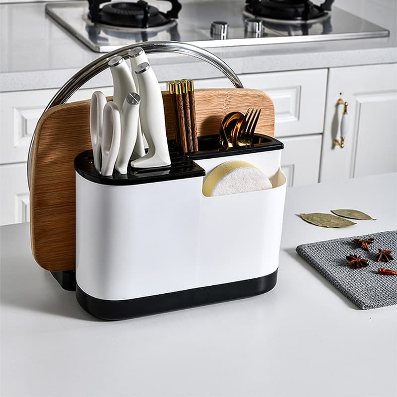 Multi-functional Kitchen Knife Holder Cutting Board Integrated Storage Rack Utensil Organizer For Knives Chopsticks Pot Lids