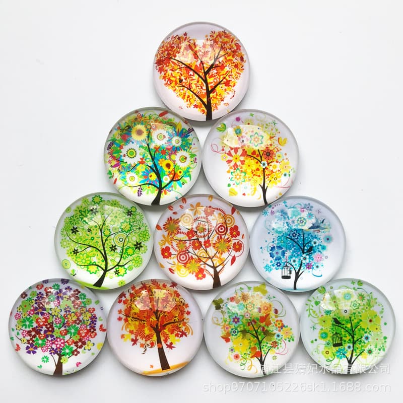Crystal Glass Fridge Magnets, Magnetic Cartoon Happy Tree Series Whiteboard Stickers, Amazon Travel Souvenir Gifts
