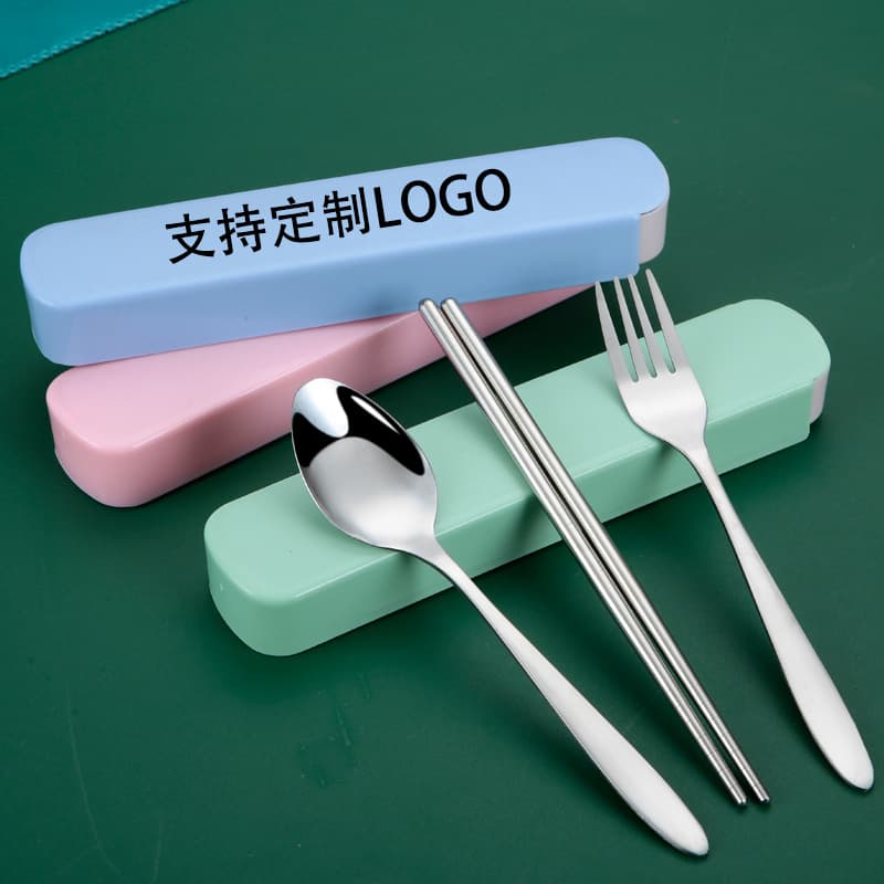 Tableware suit full set of stainless steel spoon chopsticks portable tableware suit chopsticks spoon a set of knife and fork three-piece set
