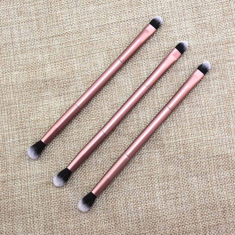 Spot long aluminum tube double-headed makeup brush nose shadow + eye shadow brush two-color fiber hair single brightening brush
