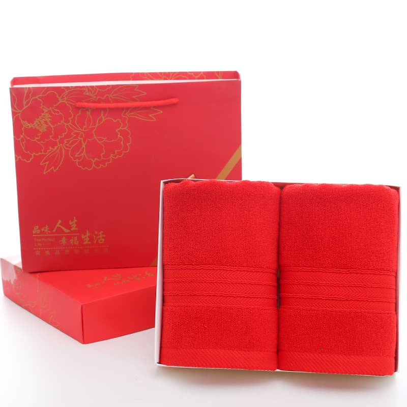 Manufacturer Wholesale Wedding Cotton Return Gifts Red Towel, Supermarket Towel, Soft and Highly Absorbent Face Towel with LOGO