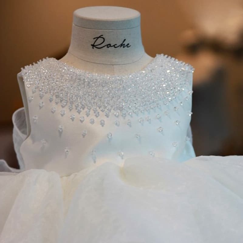 1st Birthday Princess Dress Tutu Tulle Girl Birthday Host Piano Performance Flower Girl Wedding White Tulle Gown