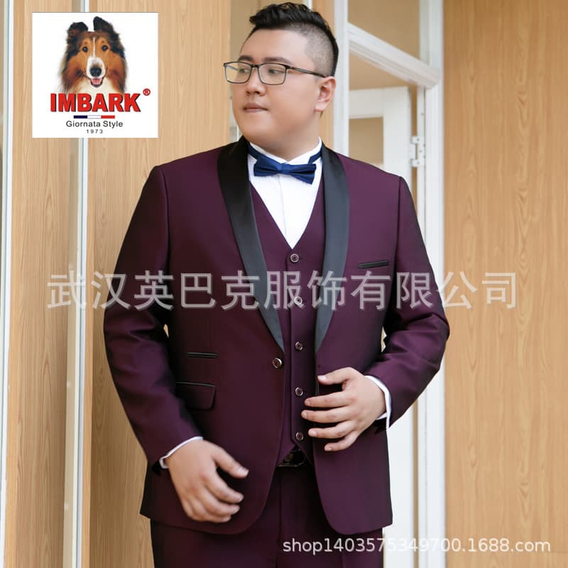 Groom Suit Set for Men Loose Fit Plus Size Big Man Wedding 3-Piece Suit Evening Tuxedo
