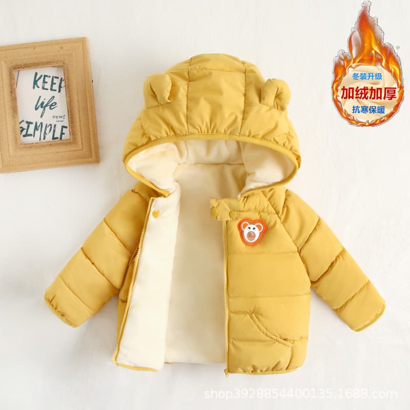 Children's Winter Fleece-Lined Cotton Padded Coat Cute Infant Outerwear Boys' and Girls' New Style Cotton Jacket