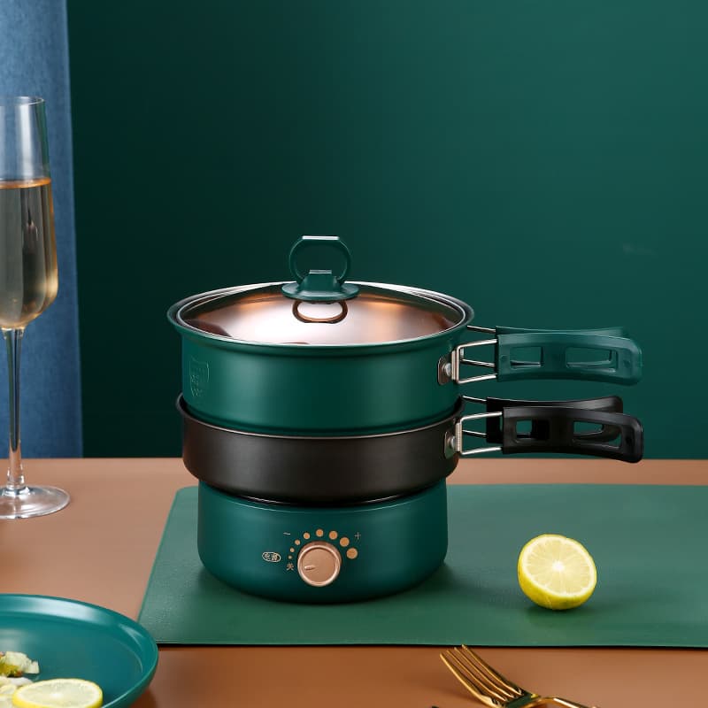 Portable Foldable Travel & Business Trip Dormitory Multi-Functional Electric Cooking Pot, Detachable Pan for Frying, Boiling, and Steaming, 220V/110V