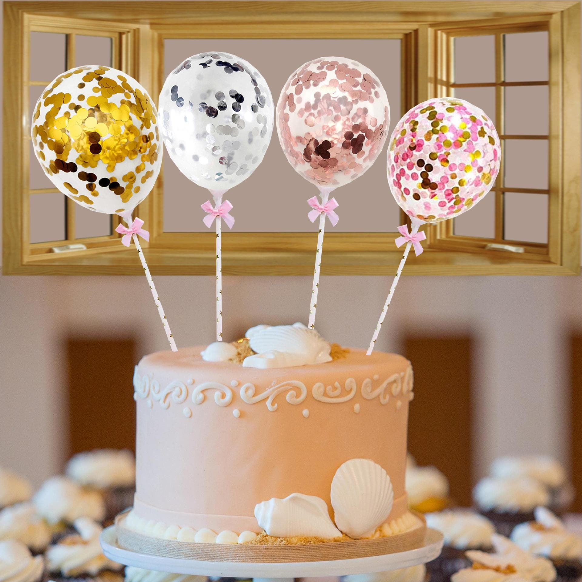 Cake sequin decoration balloon 5-inch glitter disc balloon cake accessories confession balloon ins party cake plug-in