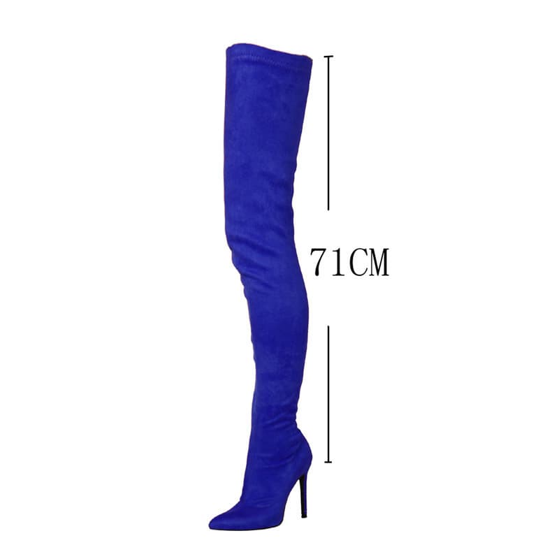 Independent Station Foreign Trade 2020 Long Skinny Leg Boots Elastic Suede Pointed Sexy Over-the-Knee Women's Boots