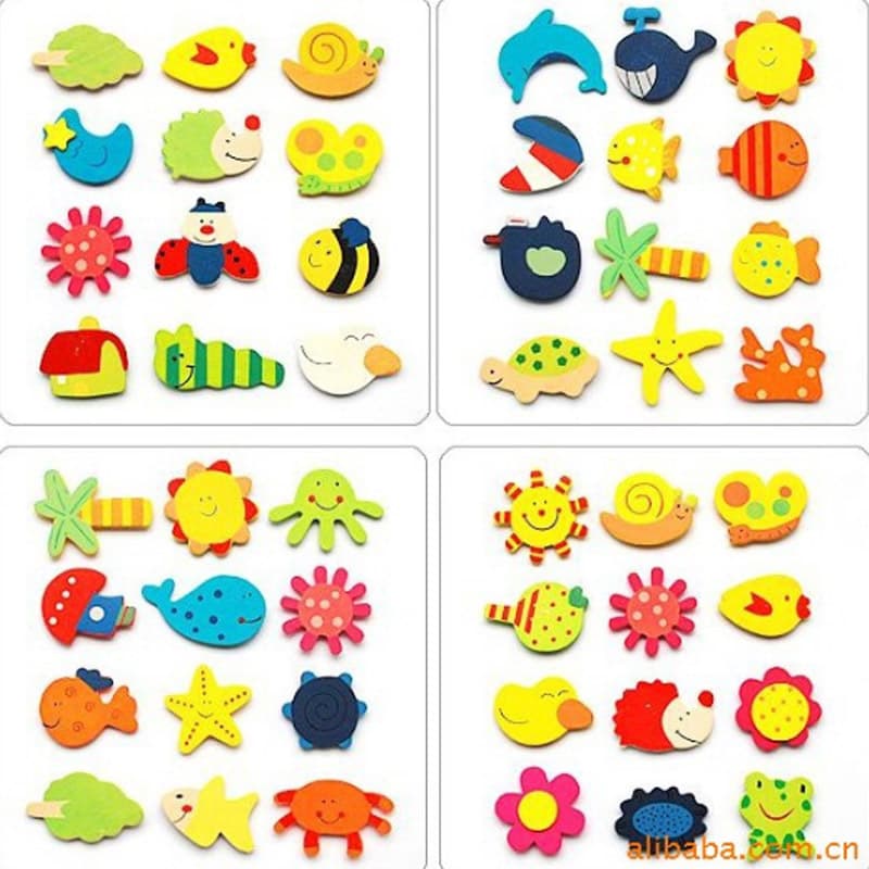 Manufacturer wholesales creative cartoon wooden refrigerator magnets for INS style.