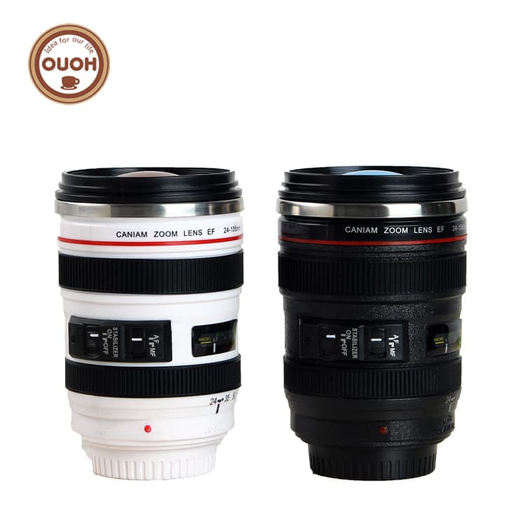 Creative Camera Lens Mug Sixth Generation Black White Stainless Steel Coffee Mug Everyday Kitchen Drinking Utensils Handy Cup