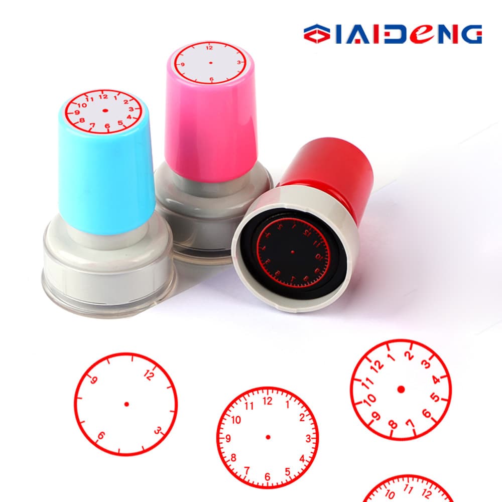 Student Clock Learning Stamp for Kids, Circular Clock Pattern Stamp, Teacher Reward Praise Time Stamp, Educational Toy