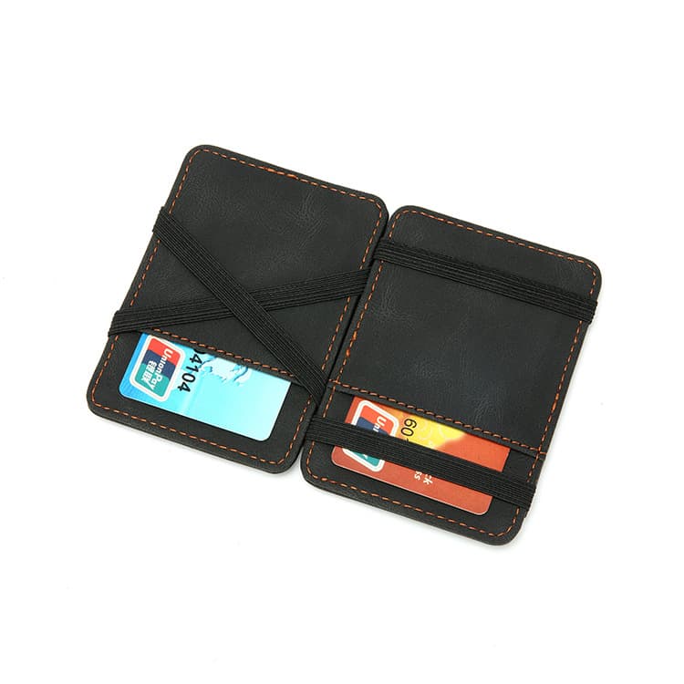 Unisex Crazy Horse PU Mirror Window Magic Card Wallet Travel Zipper Multi-Card Holder