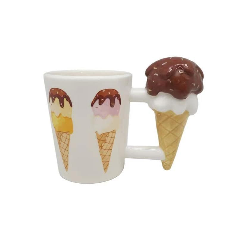 Ice Cream Popsicle Cup Cream Chocolate Ice Cream Cup Handle Ceramic Mug Smiley Face Cup