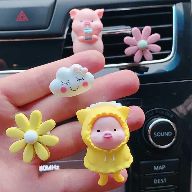 Car Air Freshener Clip Vent Decorative Ornament Creative Pig Flower Cloud