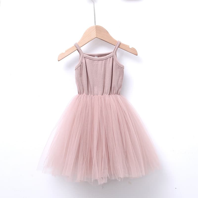 Children's Summer Dress, Strapless Princess Dress, Lace Mesh Patchwork Vest Dress, Girl's Cake Dress, Puffy Dress