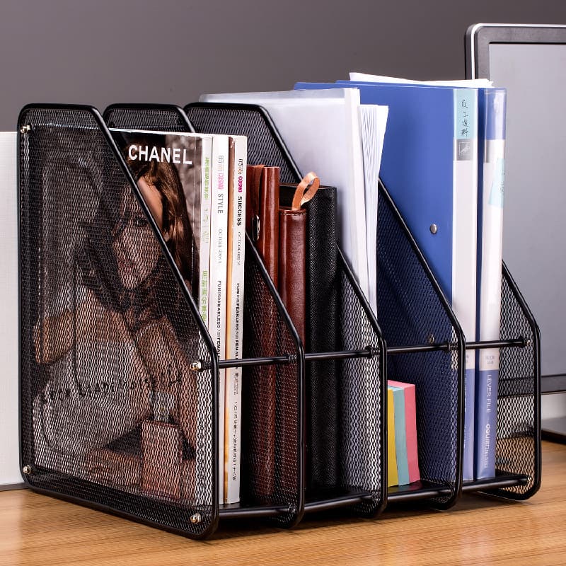 Office Supplies 4-Tier Multi-Layer Metal Mesh File Organizer Desktop Storage Box for Students Document Holder