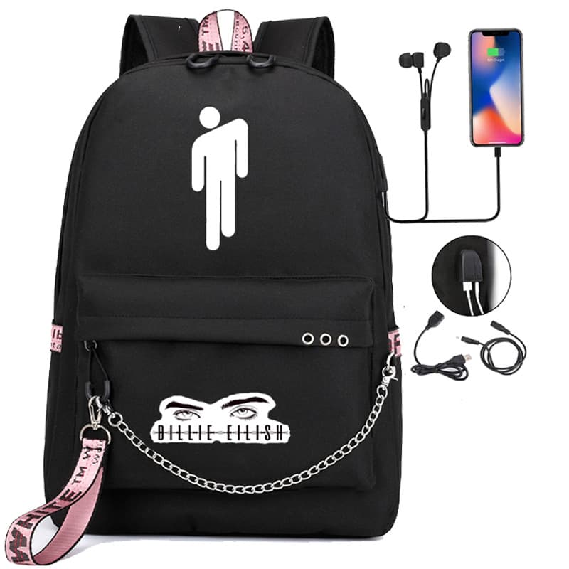 Billie Eilish Starry Sky USB Charging Travel Backpack Student School Bag