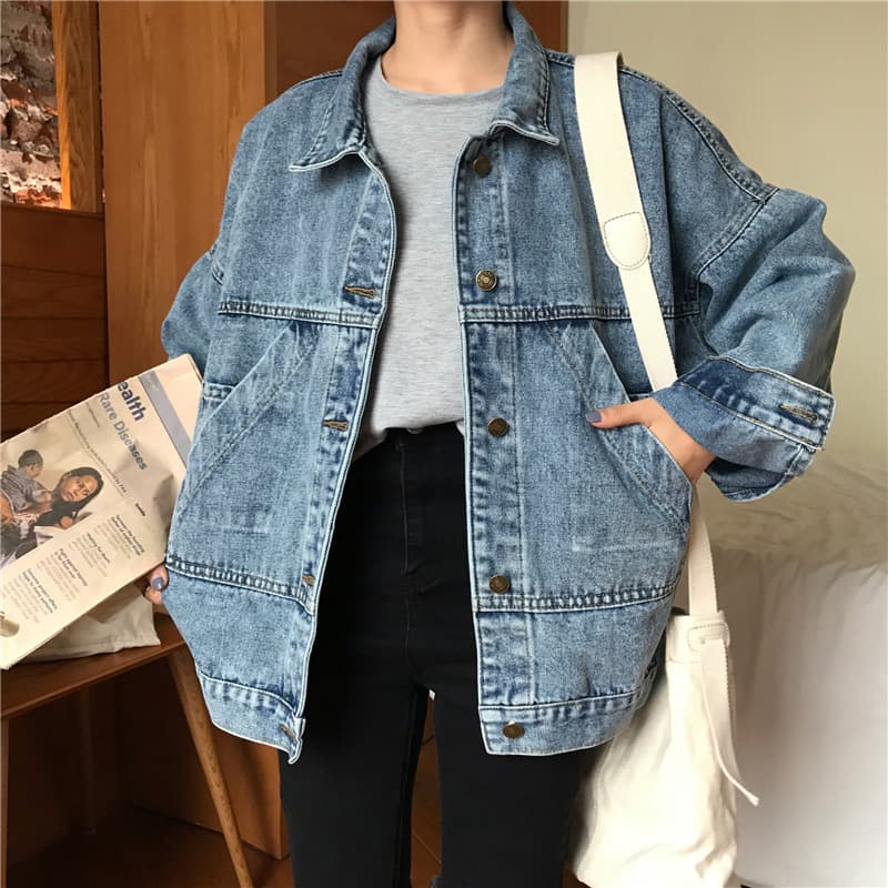 Vintage Denim Jacket New Women's Autumn/Winter Versatile Elegant Petite Loose-Fit Slimming Blazer Long Sleeve Top Trendy