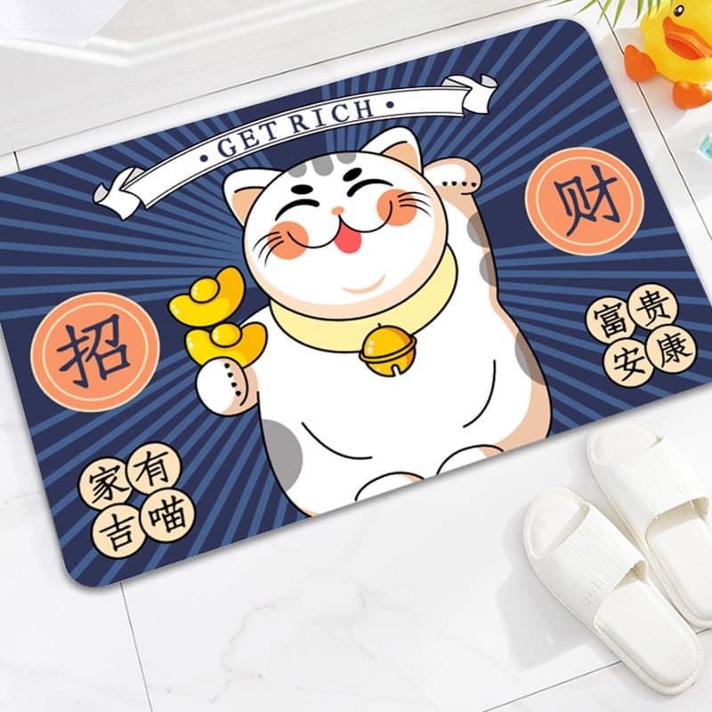 Wool-like Home Carpet Cartoon Doormat Absorbent Simple Foot Mat for Bedroom Living Room Bathroom Entrance
