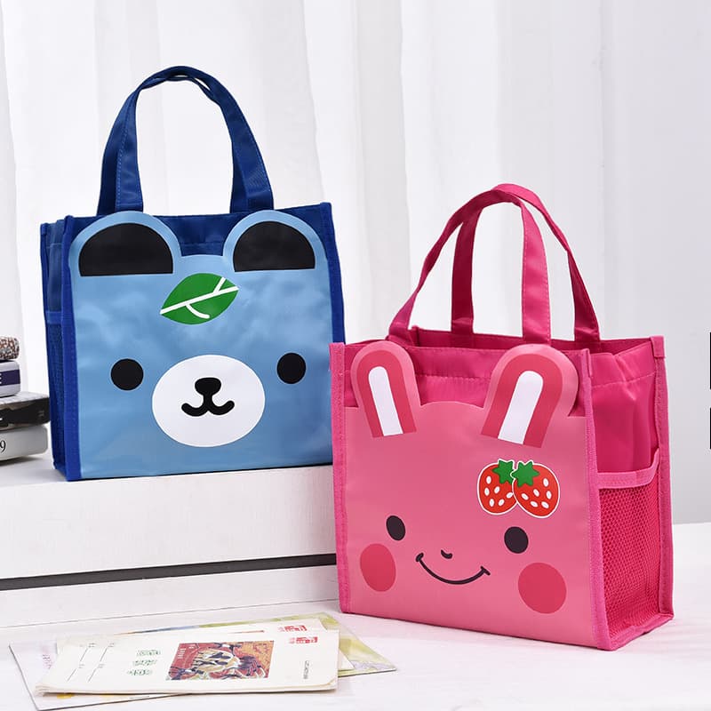 Cartoon square lunch box bag, children's portable handbag, lunch bag, cute lunch bag for students, small hand bag