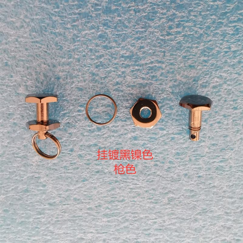 All-copper anti-falling screws, copper nails, bag hardware accessories, pure copper natural color car parts, six-sided hexagonal copper ring reinforcement