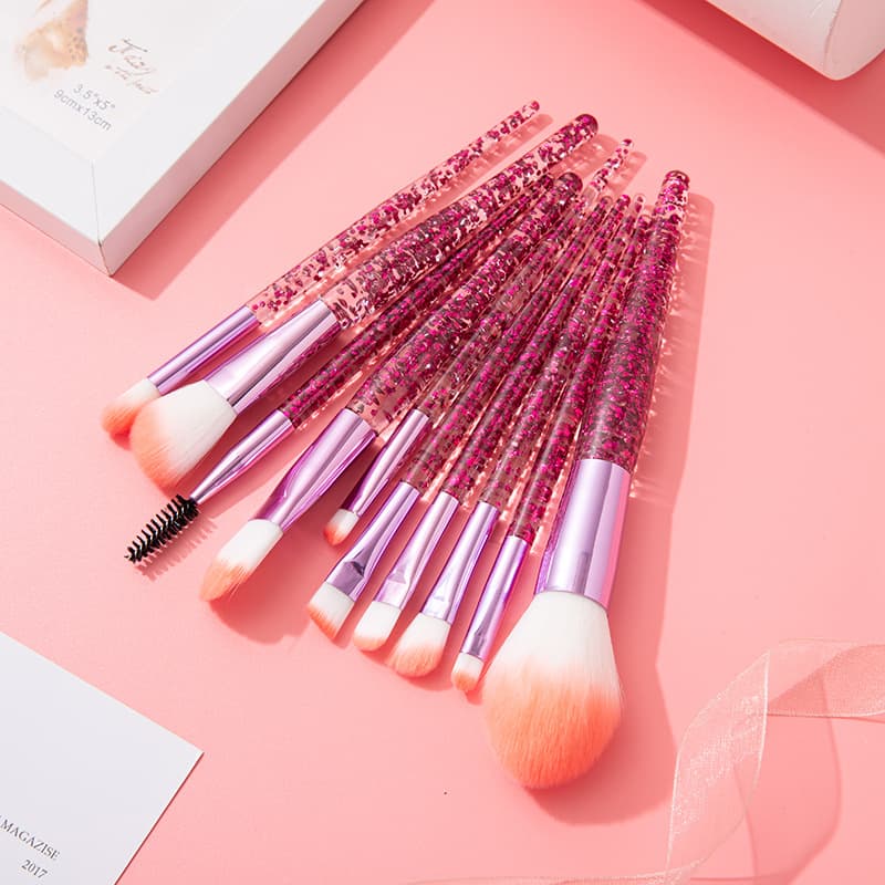 10-Piece Makeup Brush Set Glitter Beauty Tools Soft Bristle Eyeshadow Setting Powder Blush Brush Kit Cosmetic Brushes for Makeup Artists
