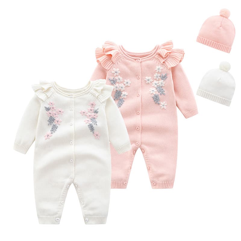 Cross-Border Handmade Baby Yarn Knit Romper Baby Clothes Knit Crawling Suit Full Month Newborn Yarn Jumpsuit
