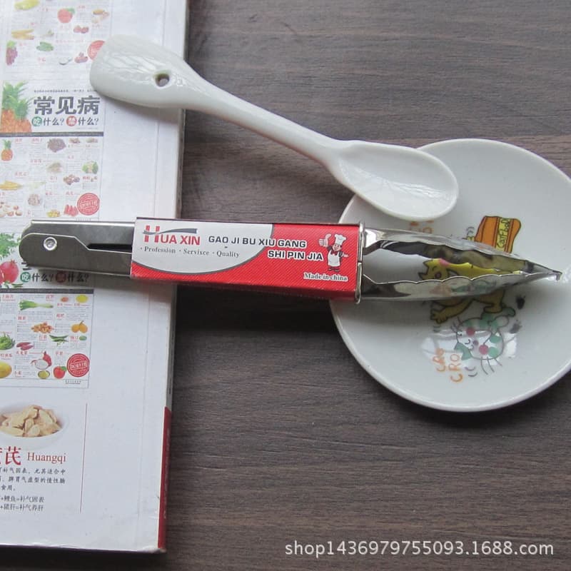 Stainless steel plum blossom food tongs, barbecue steak tongs, kitchen tableware, oven food tongs, bread tongs