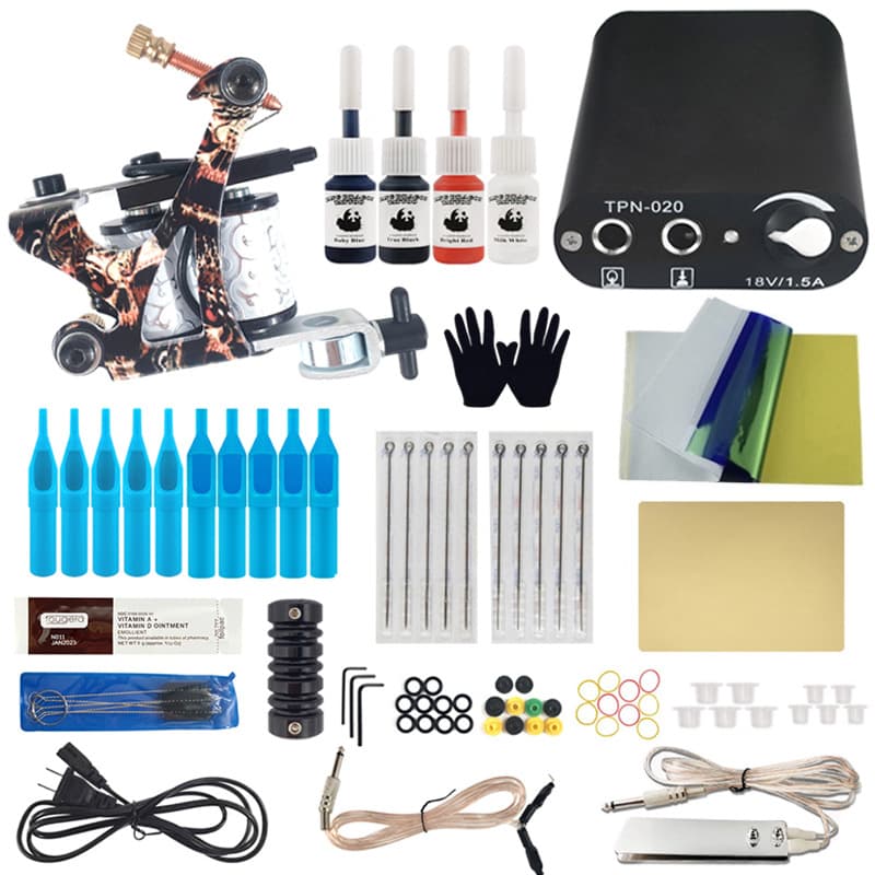 Complete Single Machine Tattoo Kit Full Set Tattoo Equipment Tattoo Machine Tattoo Pen Body Art Supplies Beauty Tools