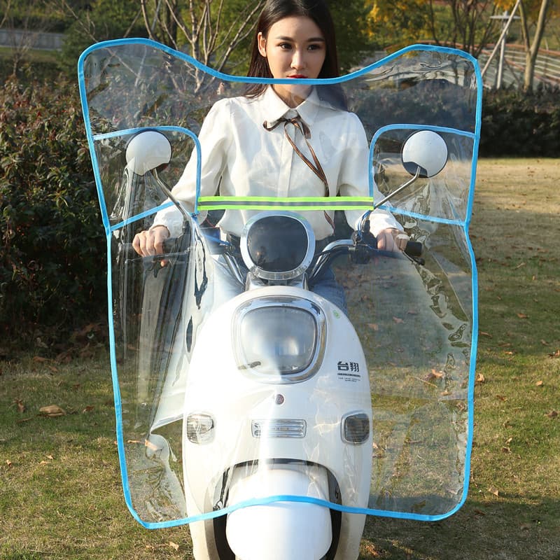 Electric Motorcycle Windshield Transparent Panel, Extended Battery Car Front Rain and Wind Guard, All-Season Windshield Cover