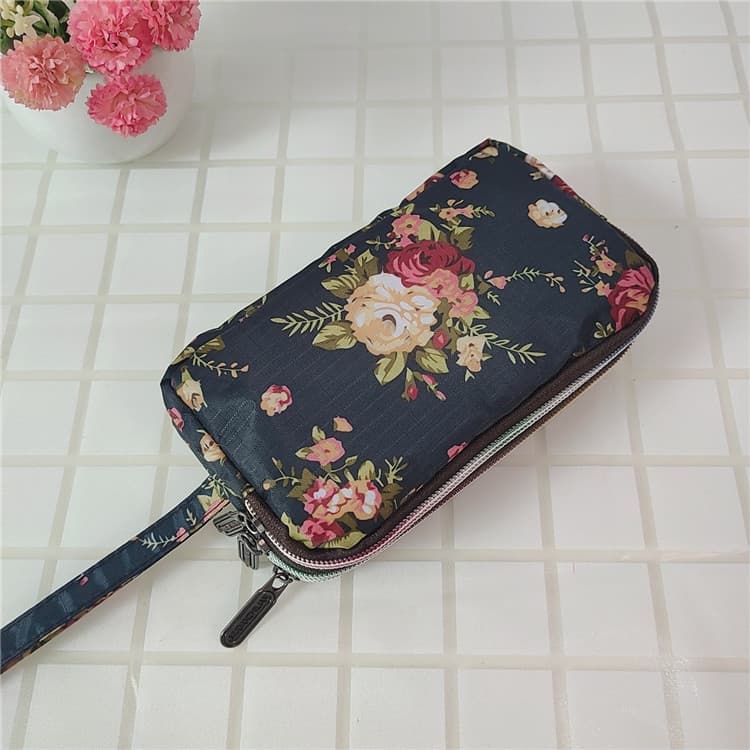 Women's Handbag Oxford Cloth Three-Layer Long Wallet Lady Wristlet Large Capacity Key Coin Purse Casual Phone Bag