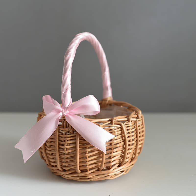 Woven Flower Basket Handmade Natural Artificial Flower Basket Gift Basket Floral Arrangement Basket Rattan Wicker Storage Basket