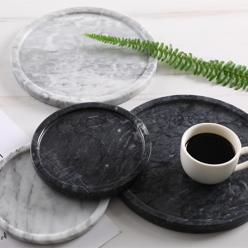 Nordic Ins Style Marble Tray Home Soft Decoration Sample Room Ornament Round Bathroom Storage Tray