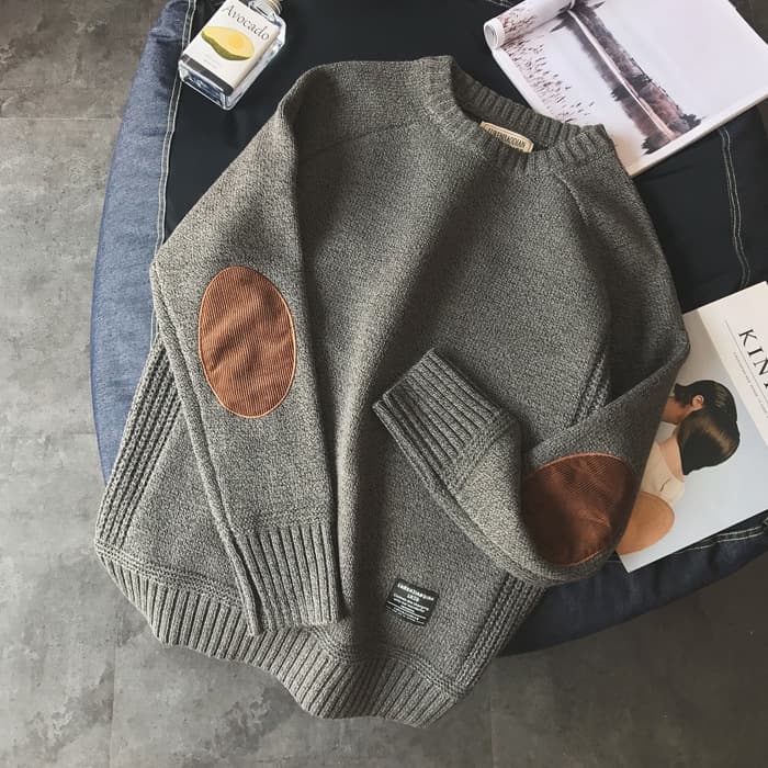 2026 Winter Thickened Men's Sweater Japanese Retro Round Neck Pullover Sweater Youth Autumn and Winter Student Sweater