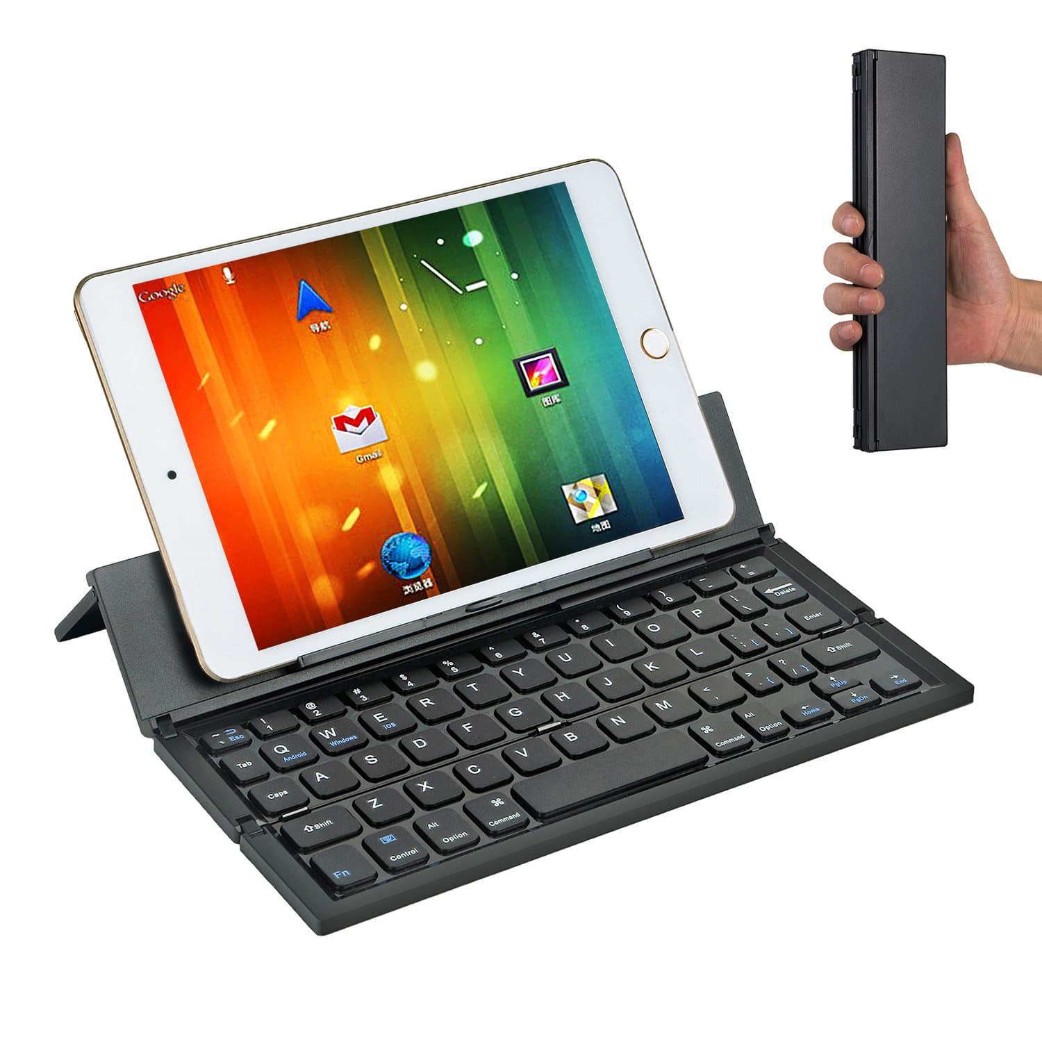 Tri-Fold Bluetooth Keyboard Mini Aluminum Alloy Wireless Keyboard For Mobile Phones And Tablets Source Factory Direct Stock