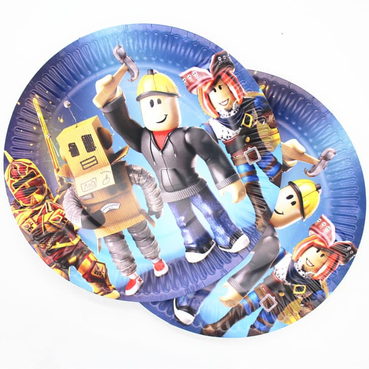 Cross-border Blox Game Party Decoration Supplies Virtual World Birthday Decoration Set Banner Paper Plates Paper Cups Balloons