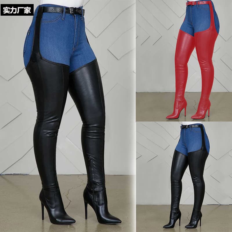 Cross-border Independent Station Winter European and American Style Sexy Over-the-Knee Boots Pointed Toe High Thin Heel Belt Buckle Side Zipper Women's Boots