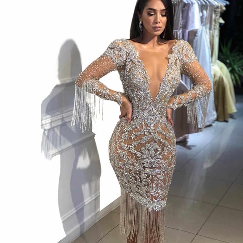 2025 Cross-Border Spring/Summer New Arrival Amazon Europe/USA Export Women's Deep V Long Sleeve Gold Splatter Dress Maxi Dress Evening Gown