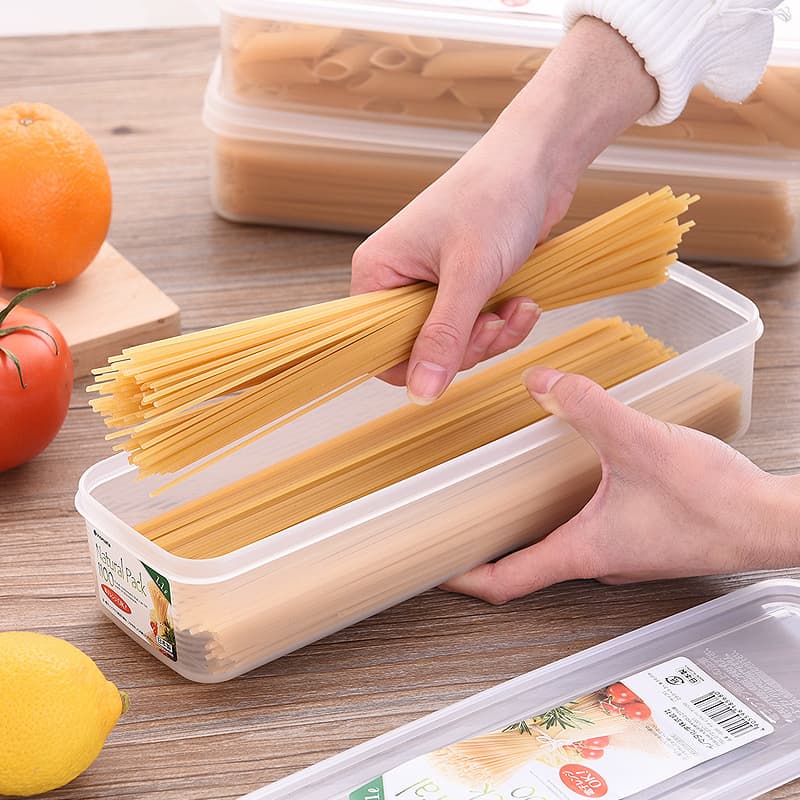 Japanese Imported Household Kitchen Noodle Storage Box, Dry Noodle Organizer, Refrigerator Fresh-Keeping Container, Plastic Rectangular Airtight Box