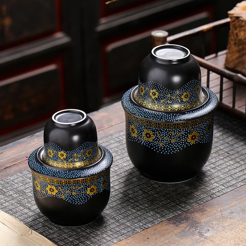 Ceramic Wine Warmer Set for Baijiu and Huangjiu, Heated Wine Pot with Logo, Warm Wine Utensils