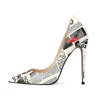 Export 12cm Graffiti Fashion High Heels for Women, Thin Heel Pointed Toe Shoes, Runway Pumps, Amazon Plus Size Wedding Shoes